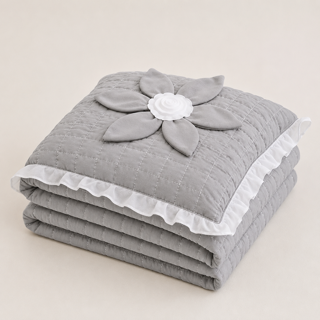3D Floral Quilted Bedspread Set