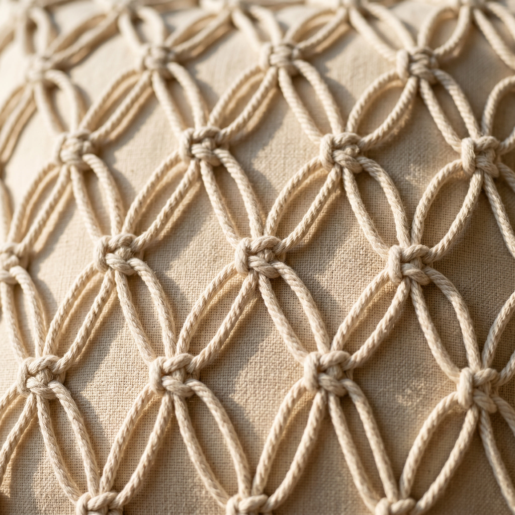 Ivory Macarame Cushion Cover