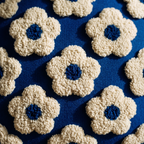 Blue Daisy Tufted Cushion Cover
