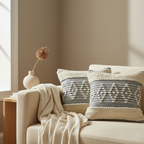 Grey Diamond Bobble Cushion Cover