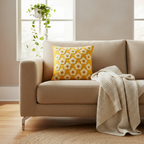 Mustard Daisy Tufted Cushion Cover