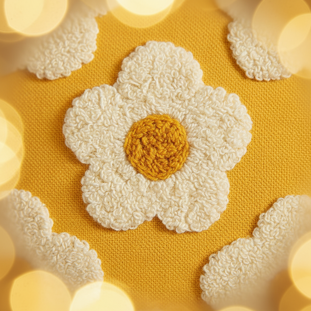 Mustard Daisy Tufted Cushion Cover