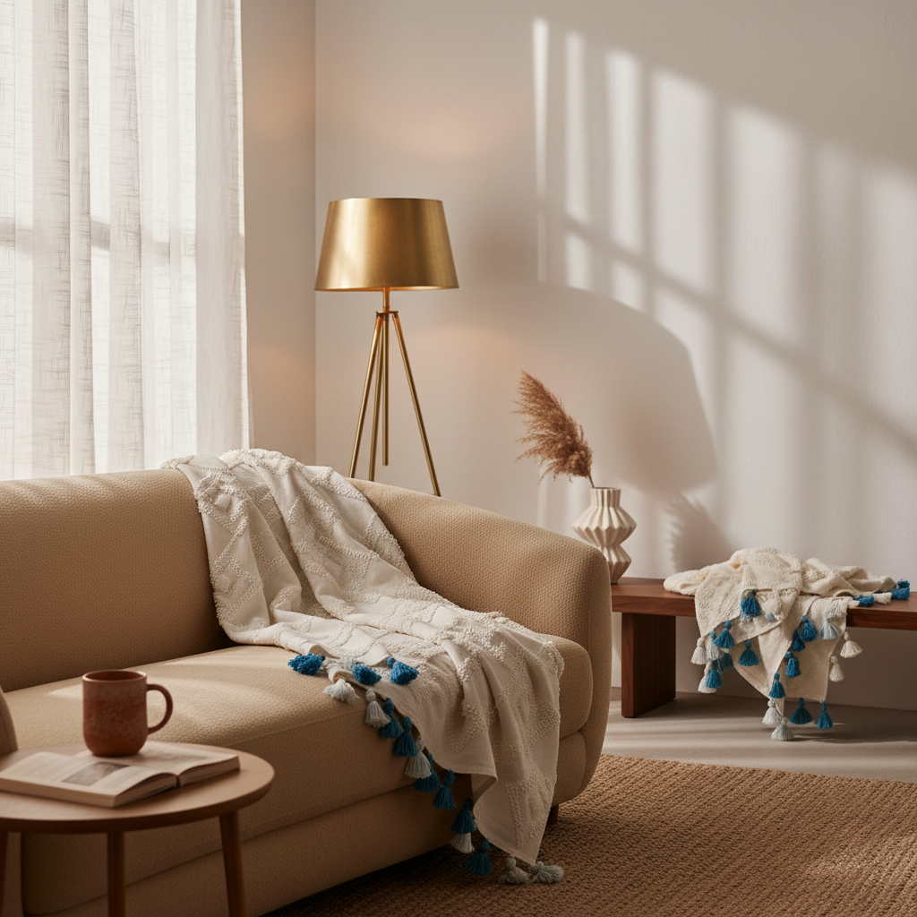 Ivory Tufted Throw