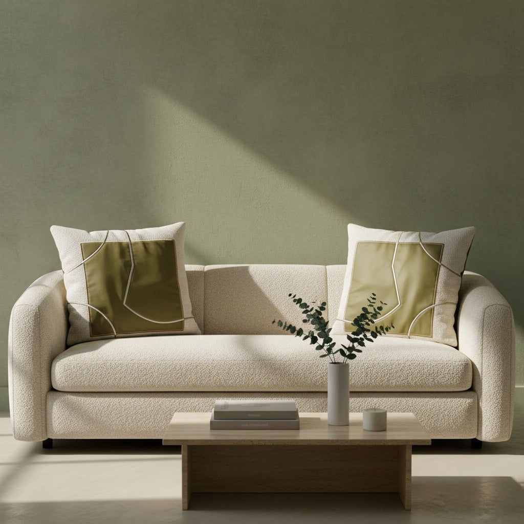 Olive Trace Cushion Cover