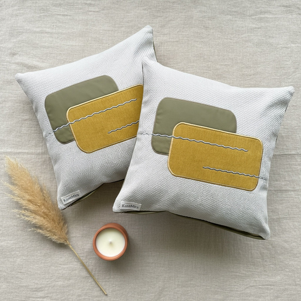 Olive Block Cushion Cover